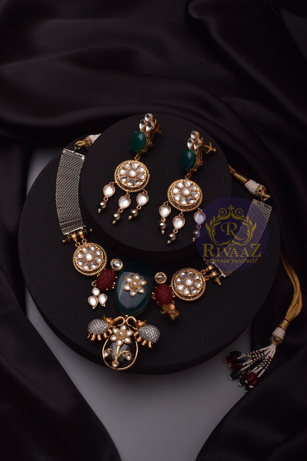 Misha Necklace Fusion Indian Necklace Indian Choker Indian Jewelry Indian Necklace Kundan Jewelry Oxidised Necklace