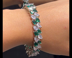 Emerald Diamond Bracelet | Statement Jewelry | Indian Jewelry | Pakistani Jewelry | CZ Bracelet | American Diamond Bangle | Indian Bangle