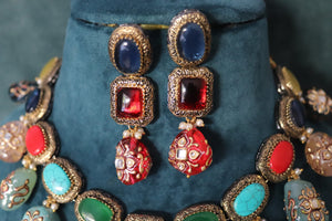 Navratan Kundan Necklace Indian Necklace Kundan Necklace Indian Jewelry Bollywood Jewelry Indian wedding