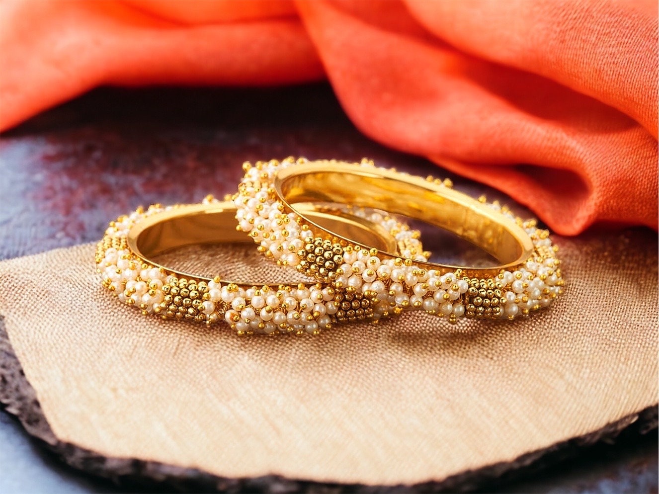 Antique goldpearl bangle set/ Indian Bangles/ Punjabi Jewelry/ Pakistani jewelry/ Indian jewelry/ indian wedding jewelry/