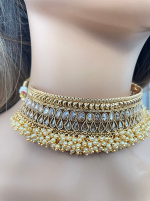 Polki Gold Choker/ Indian Gold Choker/ Pakistani Jewelry/ Punjabi Jewelry/ Polki Necklace/ Kundan Choker/ Indian Jewelry