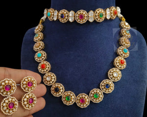 Arya Moissanite Kundan Long Short Necklace/ Indian Jewelry Necklace/ Necklace/ Bollywood Jewelry/ Indian Necklace/Indian Wedding