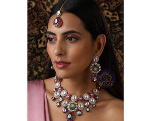 Adya Jadau Kundan Necklace/ Ruby Green Necklace/ Indian Jewelry/ Indian Choker/ Kundan Jewelry: Indian necklace/ Polki necklace/