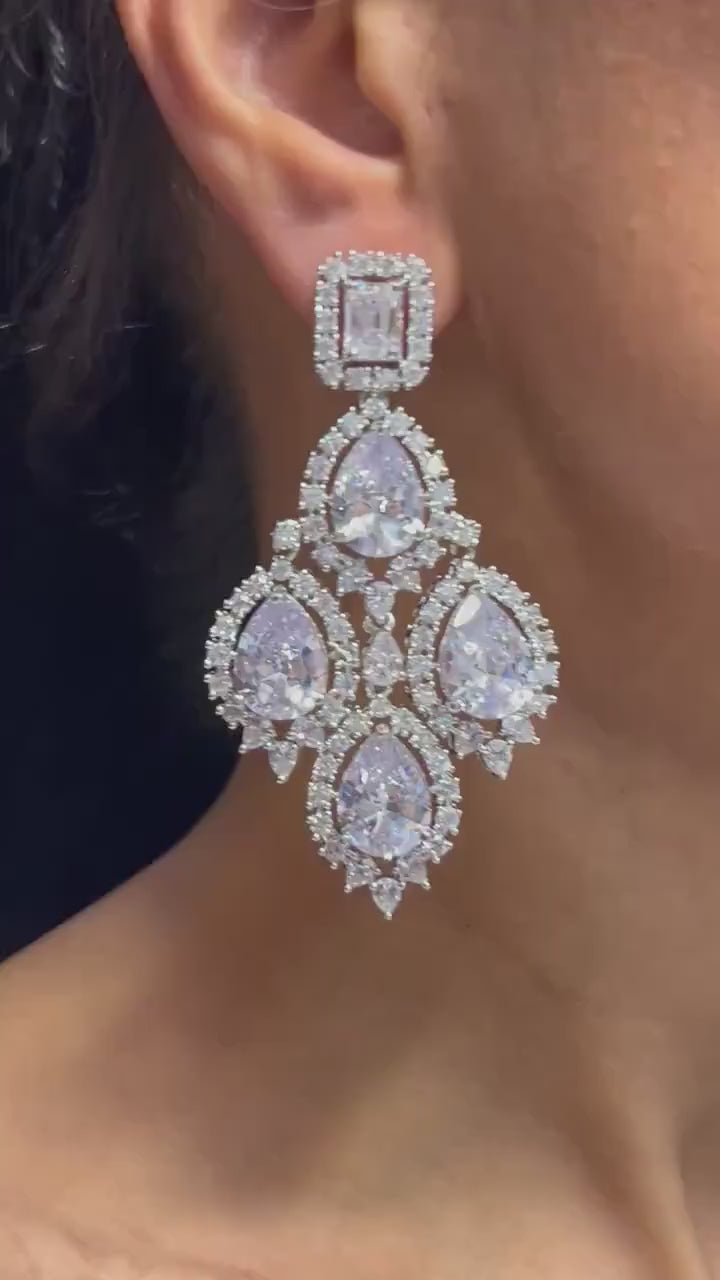 Cia CZ Diamond Chandelier Earrings/ Indian Earring / Indian Jewelry/  Pakistani Jewelry / American Diamond Earrings/  CZ Earrings/