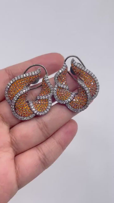 Burnt Orange Pave CZ Diamond Studs Indian jewelry Indian Earrings Indian Studs Pakistani Studs American Diamond Earrings CZ Earrings