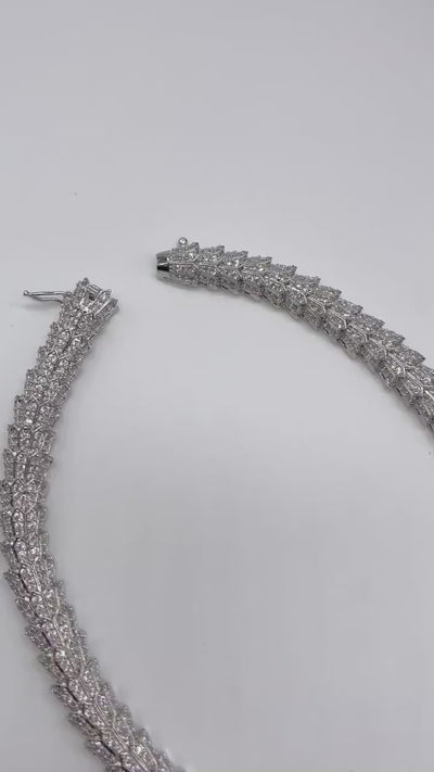 Silver Snake Diamond Cubic Zirconium Necklace | CZ Necklace | Crystal Necklace | Statement Jewelry | Statement Necklace | Indian Necklace