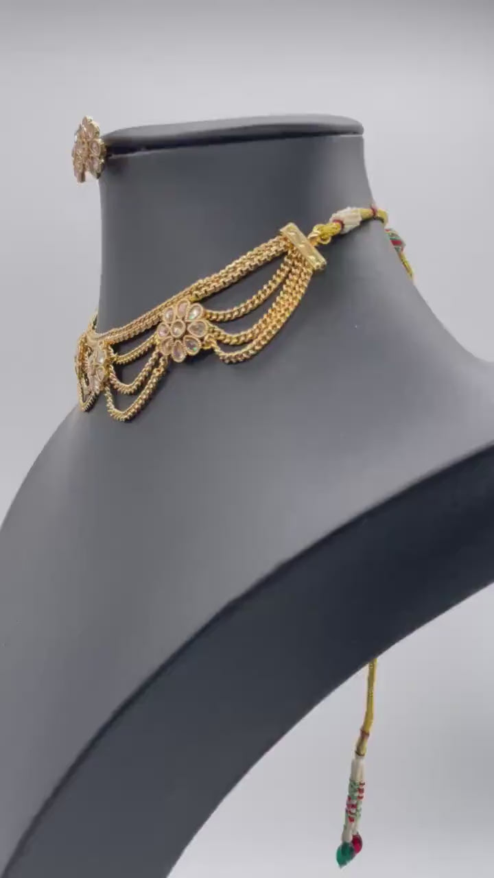 Gold Choker • Indian Choker • Kundan Choker • Indian Jewelry Set • Bollywood Jewelry• Indian jewelery • Indian Necklace • Pakistani Jewelry