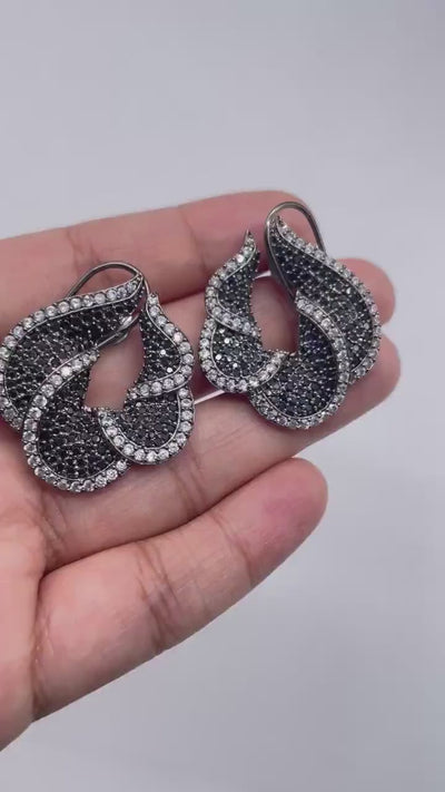 Black Pave CZ Diamond Studs Indian jewelry Indian Earrings Indian Studs Pakistani Studs American Diamond Earrings CZ Earrings